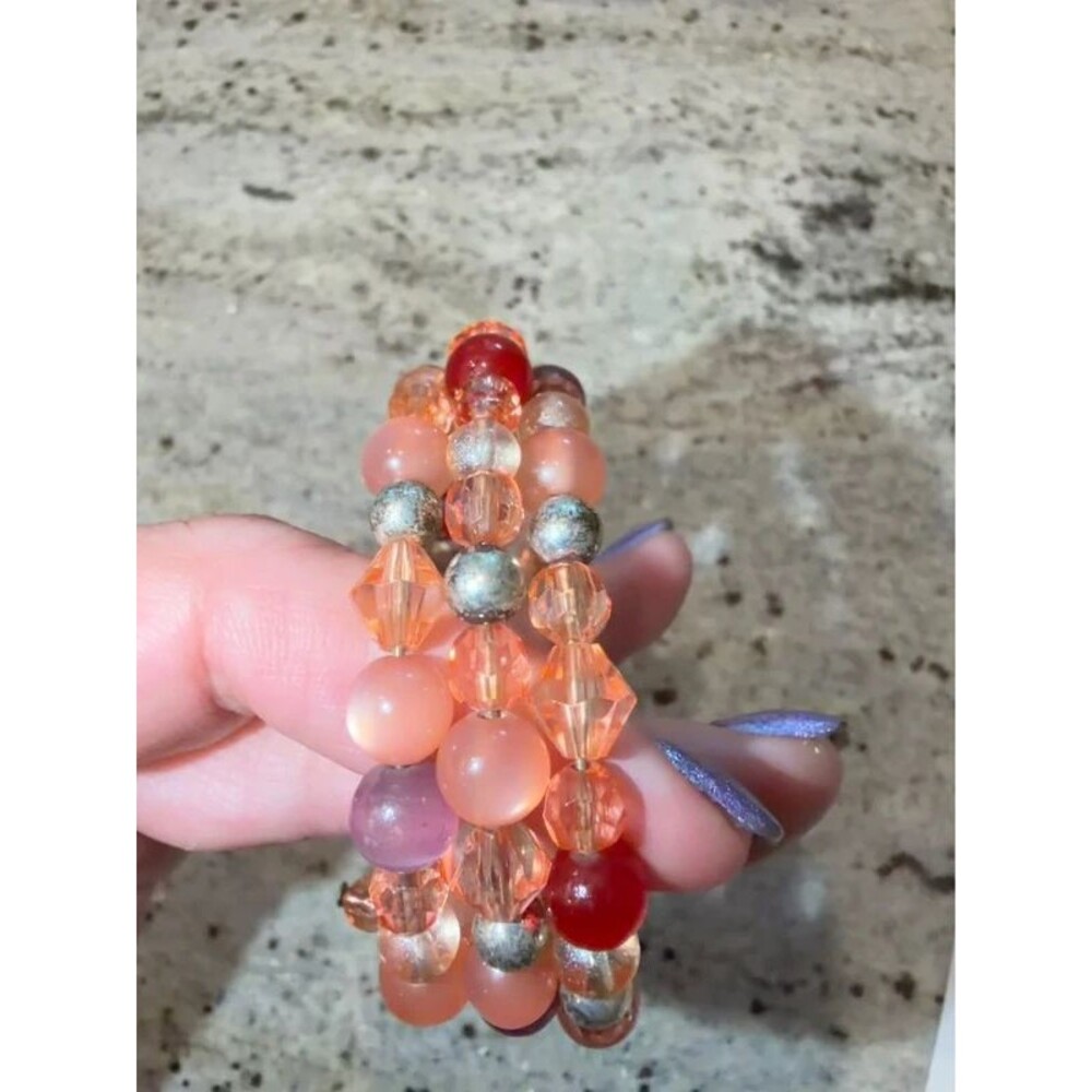 Lia Sophia Orange & Red Beaded Multi-Row Stretch Bracelet - Picture 5 of 5